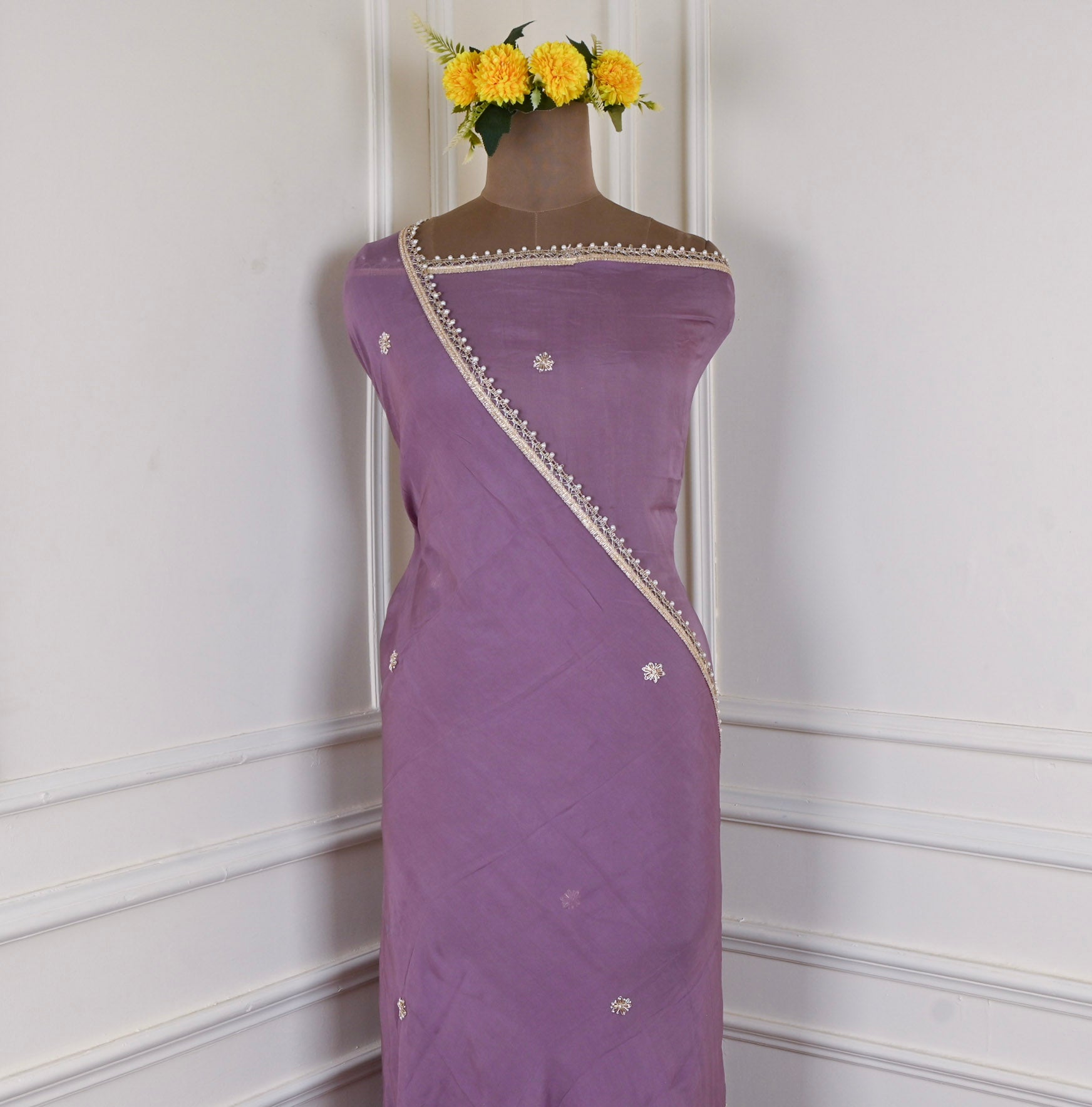 Giraffe Shimmer Purple Unstitched Suit
