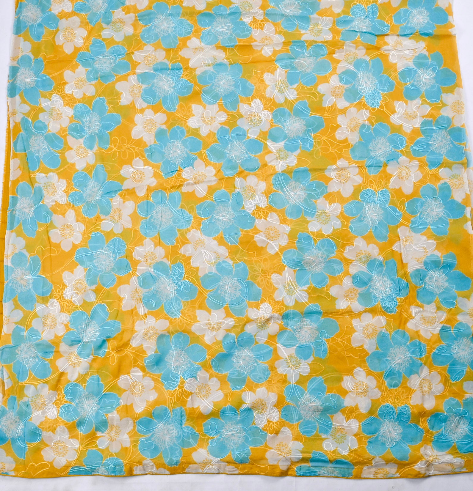 Georgette Yellow Unstitched Suit
