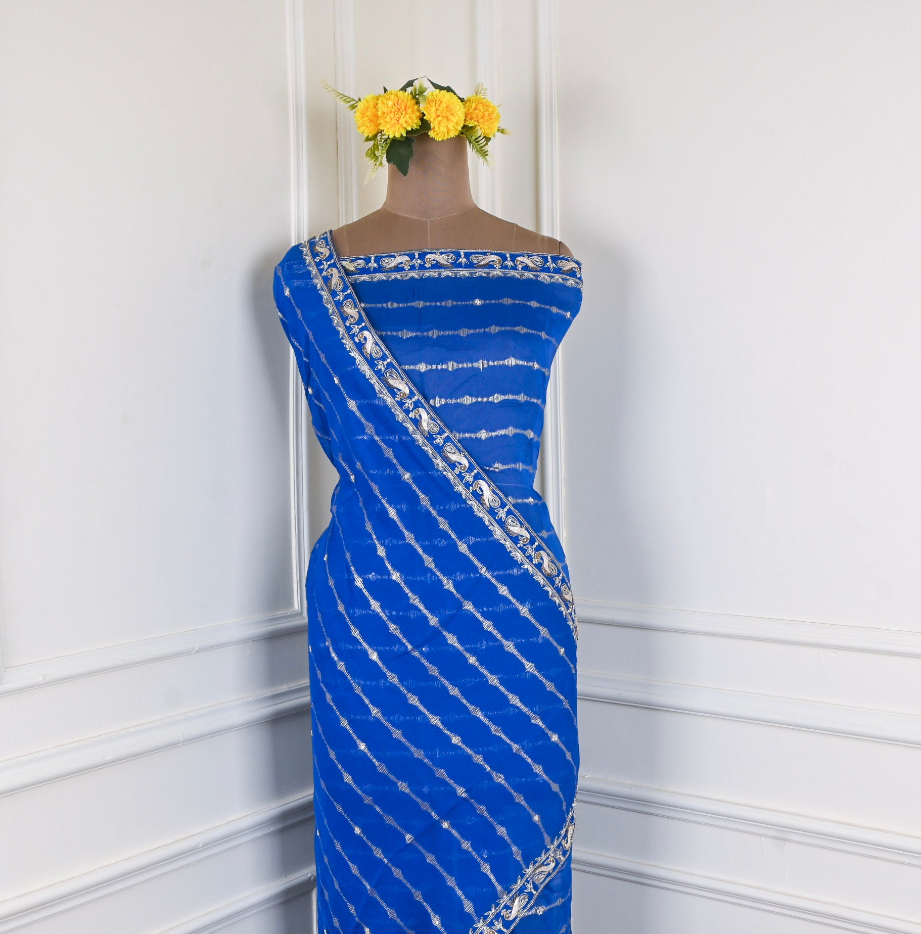 Khadi Blue Unstitched Suit