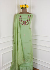 Organza Parrot Unstitched Suit