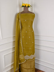 Crush Mehandi Unstitched Suit
