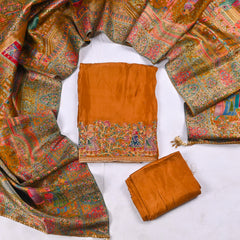 Crepe Silk Rust Unstitched Suit
