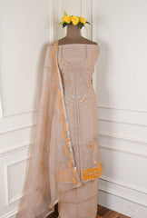 Crush Beige Yellow Unstitched Suit