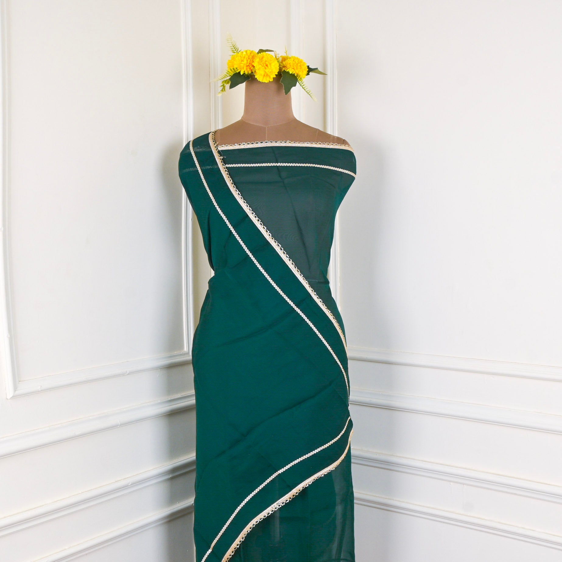 Organza Green Unstitched Suit