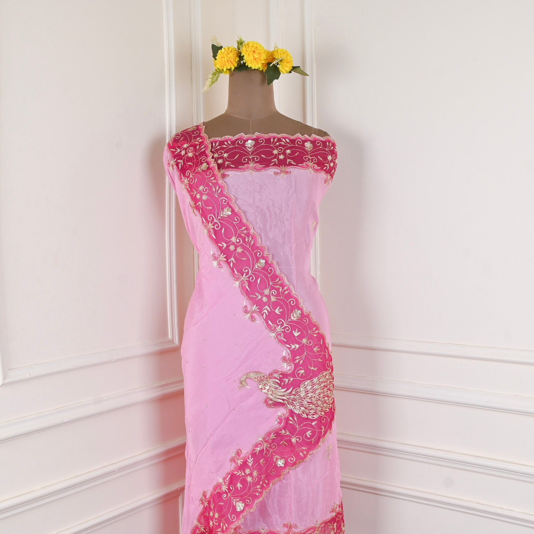 Raw Silk Pink Unstitched Suit