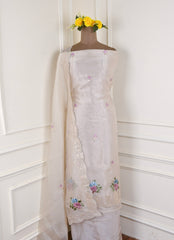 Glass Shimmer Off-White Unstitched Suit