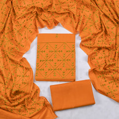 Cotton Yellow Mustard Phulkari Suit