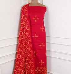 Cotton Maroon Phulkari Suit