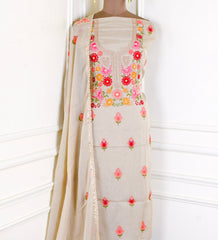 Organza Beige Unstitched Suit