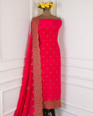 Crepe Pink Unstitched Suit