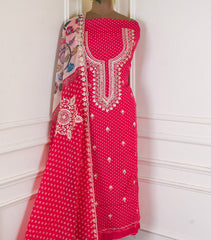 Organza Pink Unstitched Suit