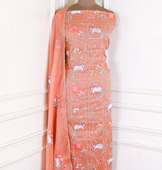 Mul Cotton Peach Unstitched Suit