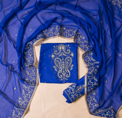 Organza Blue Unstitched Suit
