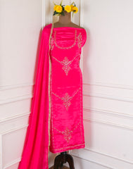 Crepe Pink Unstitched Suit