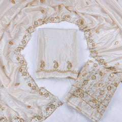 Shimmer Beige Unstitched Suit