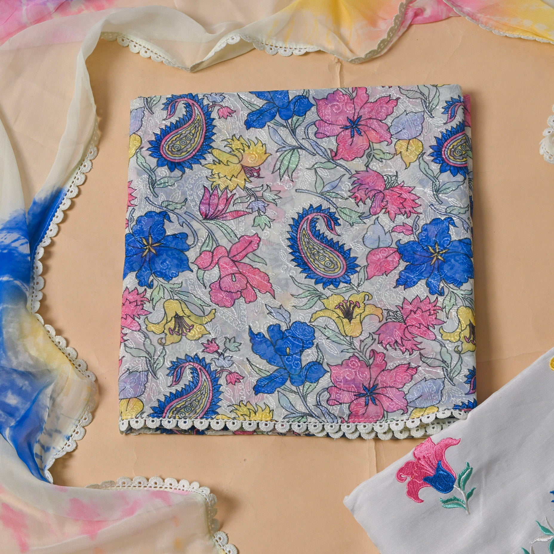 Georgette Blue Unstitched Suit