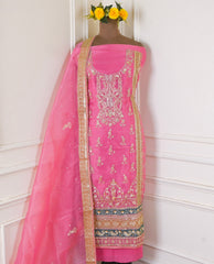 Glass Shimmer Pink Unstitched Suit