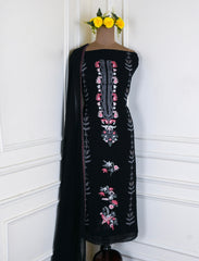 Georgette Black Unstitched Suit