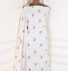 Cotton White Unstitched Suit