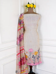 Mul Cotton pink Unstitched Suit