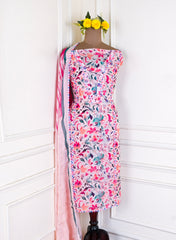 Twill Organza Pink Unstitched Suit