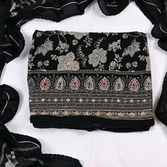 Georgette Black Unstitched Suit