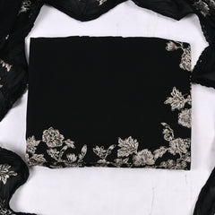 Georgette Black Unstitched Suit