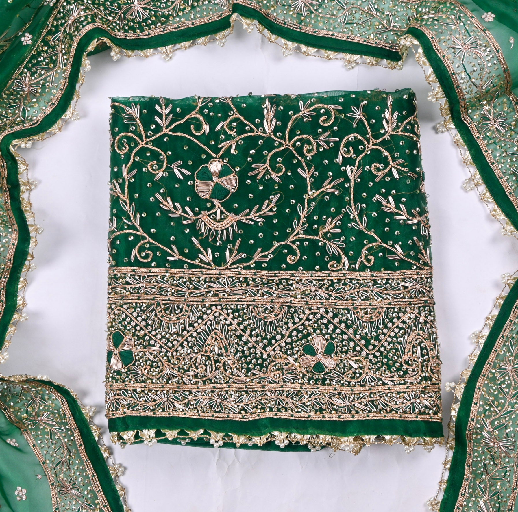 Glass Shimmer Green Unstitched Suit