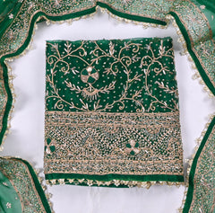 Glass Shimmer Green Unstitched Suit