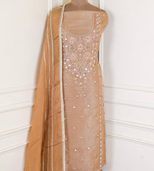 Shimmer Beige Unstitched Suit