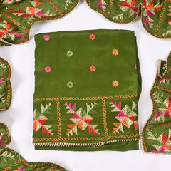 Crepe Green Unstitched Suit