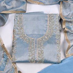 Glass Shimmer Powder Blue Unstitched Suit