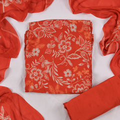 Crepe Orange Unstitched Suit