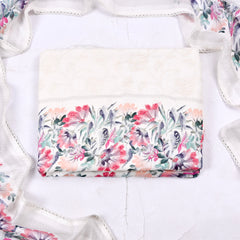 Organza White Unstitched Suit