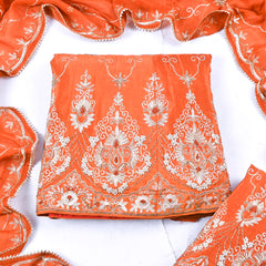 Crepe Rust Peplum Lehenga Suit