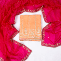 Gavadin Silk Peach Unstitched Suit