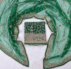 Glass Shimmer Green Unstitched Suit