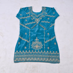 Crepe Sky Blue Lehenga Suit