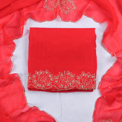 Organza Pink Unstitched Suit