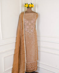 Shimmer Beige Unstitched Suit