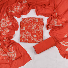 Crepe Orange Unstitched Suit