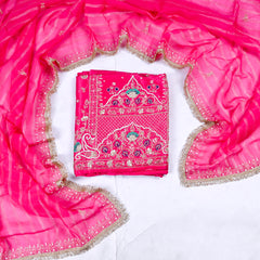 Khadi Pink Unstitched Suit