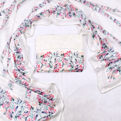 Organza White Unstitched Suit