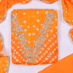 Muslin Orange Unstitched Suit
