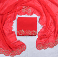 Organza Pink Unstitched Suit