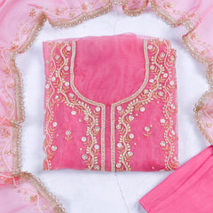 Glass Shimmer Pink Unstitched Suit