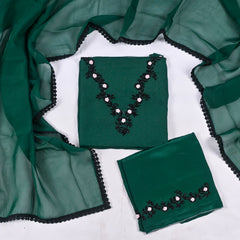 Organza Green Unstitched Suit