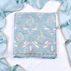Shimmer Ice Blue Unstitched Suit