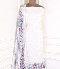 Organza White Unstitched Suit
