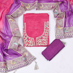 Silk Organza Double Shade Unstitched Suit
